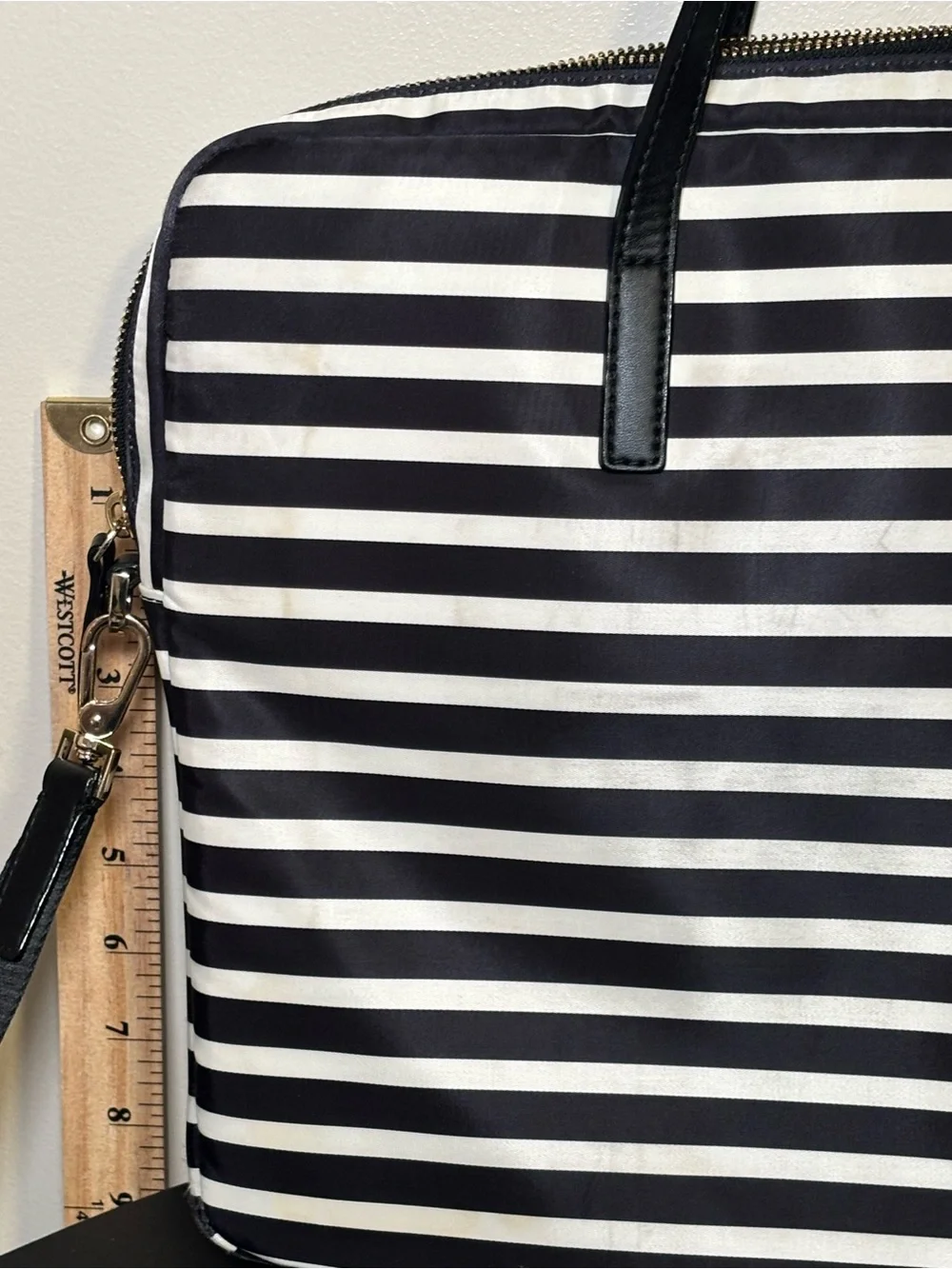 kate spade Black & White Striped womans Briefcase/laptop carrier